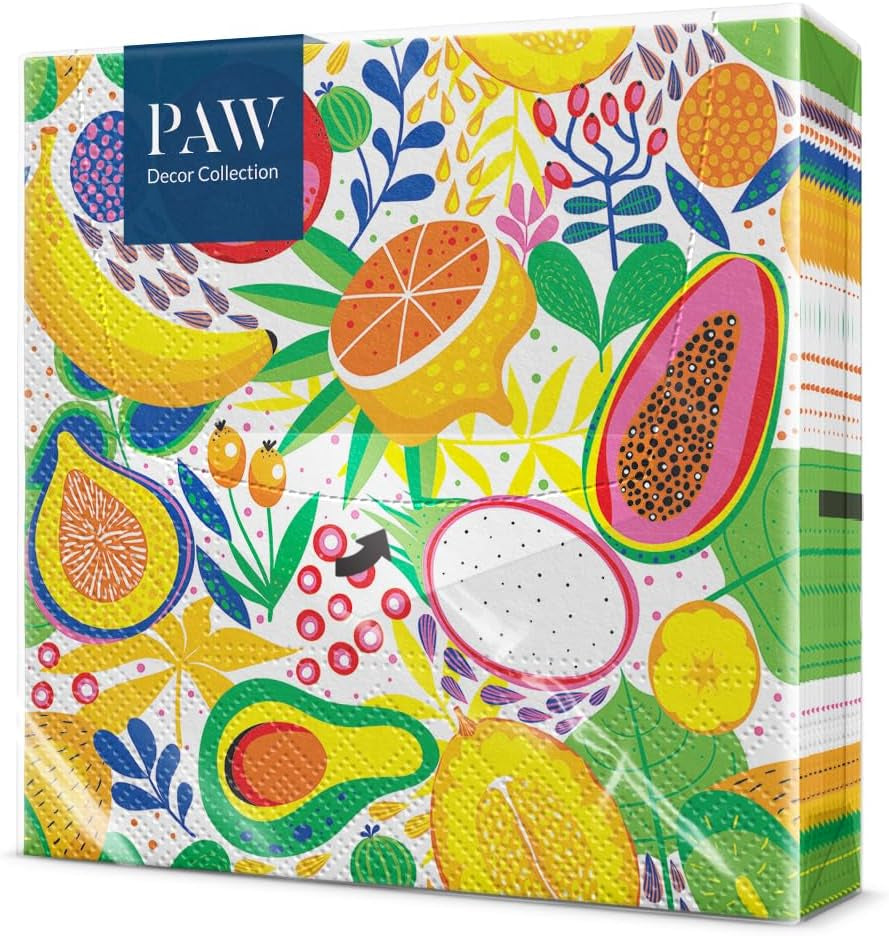 PAW - Șervețele 3 straturi (33 X 33 Cm) I 20 bucăți I Perfect pentru zile de naștere, petreceri, nunți, comuniuni și sărbători I Decorațiuni de masă șervețele de hârtie colorate - Monkey Jungle Fauna & Flora I Monkey Fun