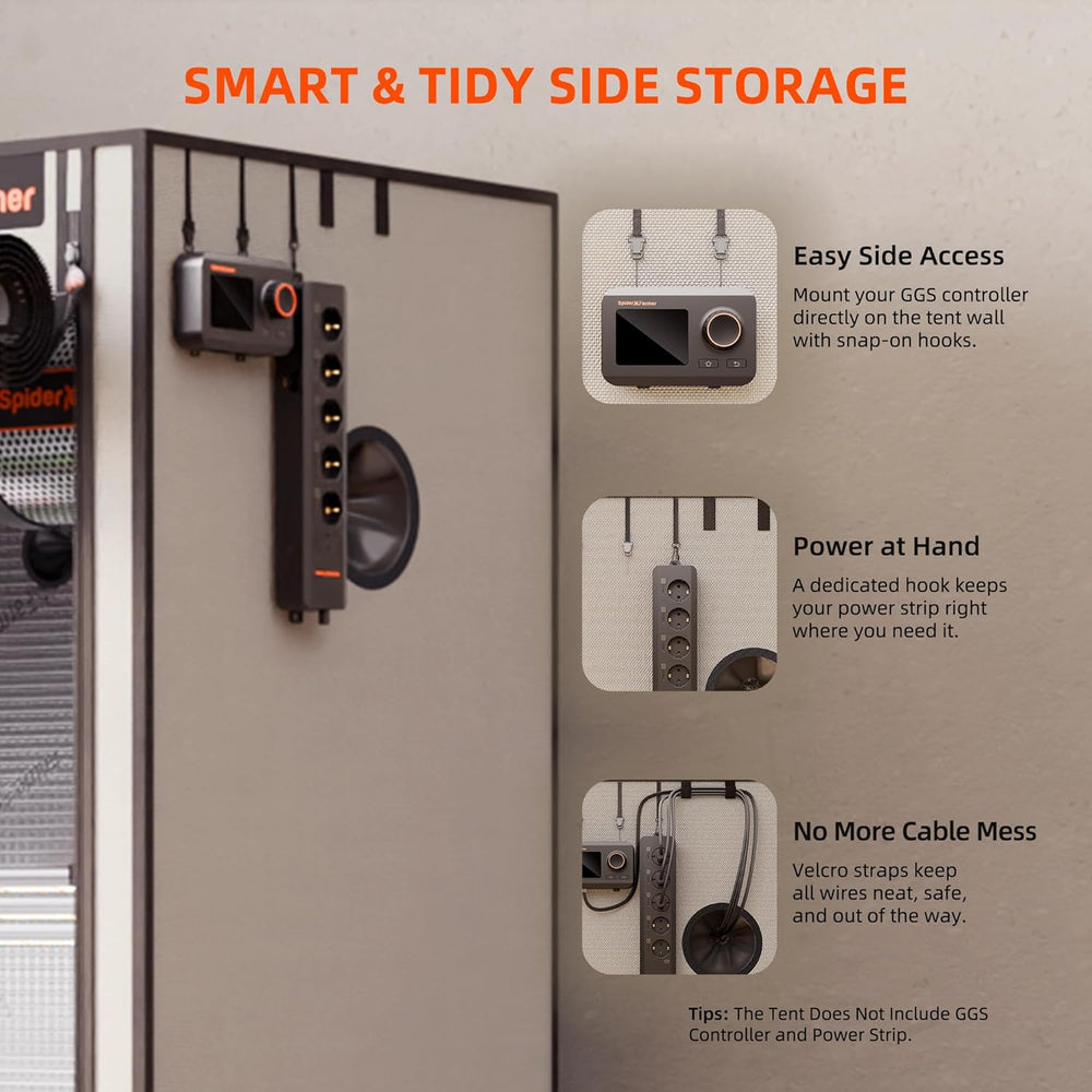 Spider Farmer Pro 70 x 140 x 200 cm großes Wachstumszelt mit Rolltür, Beobachtungsfenster, abnehmbarer Bodenplatte, Mylar 2000D-Gewebe, für Indoor-Hydrokulturen mit SF4000, G4500, SE4500