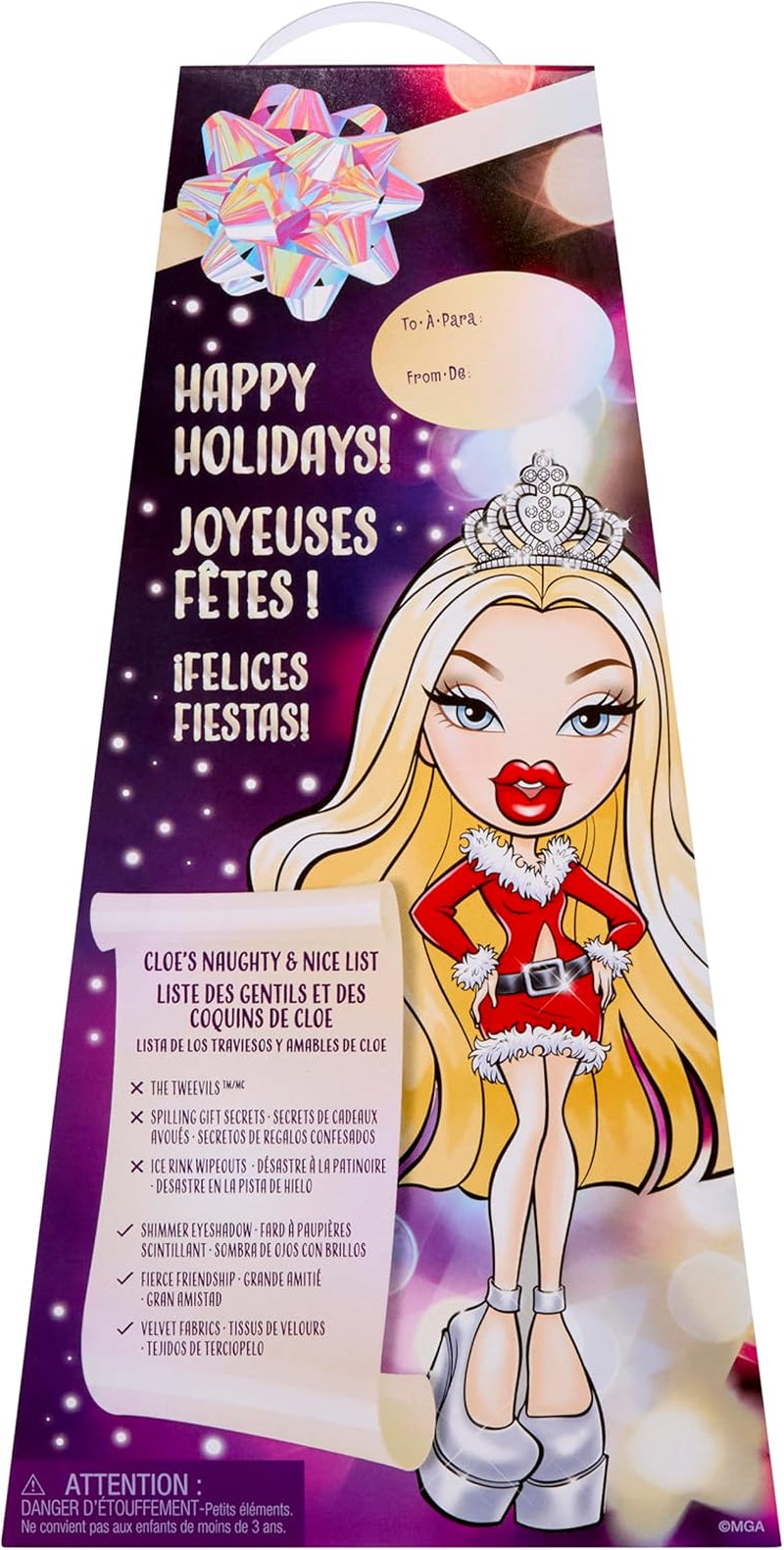 Bratz Very Merry Cloe – Modepuppe mit Echter Mode und Accessoires, Spezielles Weihnachtsthema, Festtagsverpackung, Niedliches Spielzeug für Mädchen, Rot