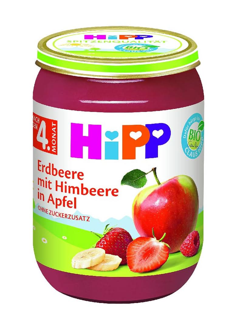 Hipp Zuckermais mit Kartoffelpüree und Bio-Truthahn, 6er-Pack (6 x 190 Gramm) Mutter und Kind Naty Shop 6 x 190 Gramm Erdbeere mit Himbeere und Apfel