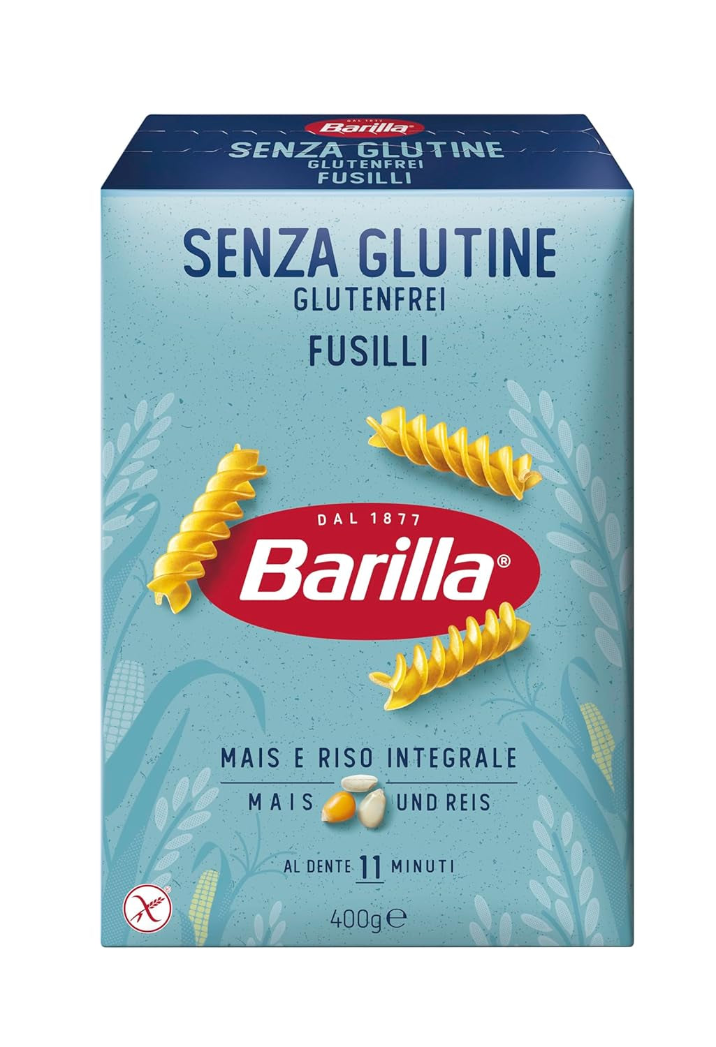 Glutenfreie Barilla Fusilli-Nudeln aus köstlichem Mais und Reis – perfekt für Menschen mit Zöliakie oder Glutenunverträglichkeit, 400 g