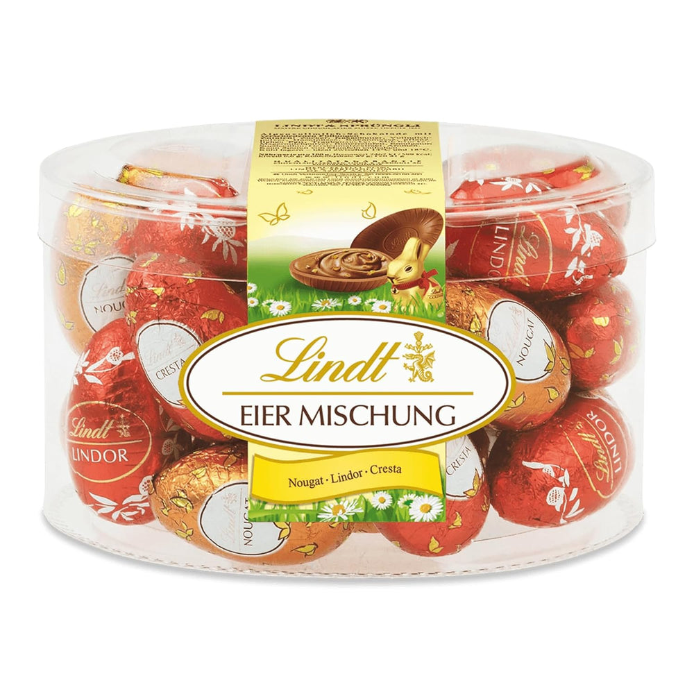 Lindt Schokoladeneier-Sortiment | 450 g Beutel | 9x LINDOR Milchschokolade, 8x Nougat, 8x Cresta | Verschiedene bunte Schokoladeneier für Ostern | Osterschokolade | Geschenk aus Schokolade | Schöne Ostereier