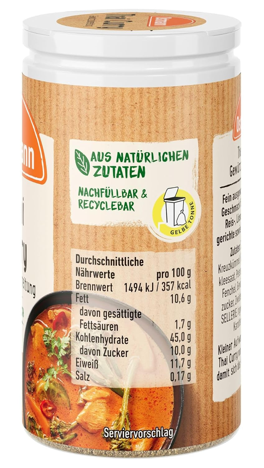 Ostmann Gewürze - Thai Curry Gewürzzubereitung | Nachfüllbare & recycelbare Verpackung | 40 g in der Streudose
