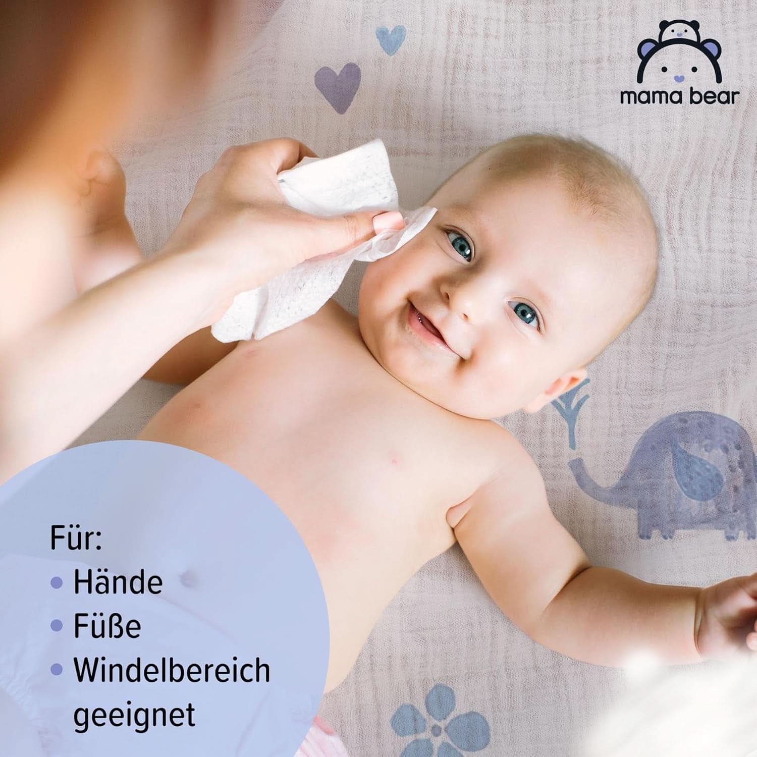 Șervețele sensibile pentru bebeluși Mama Bear, fără parfum Naty Shop