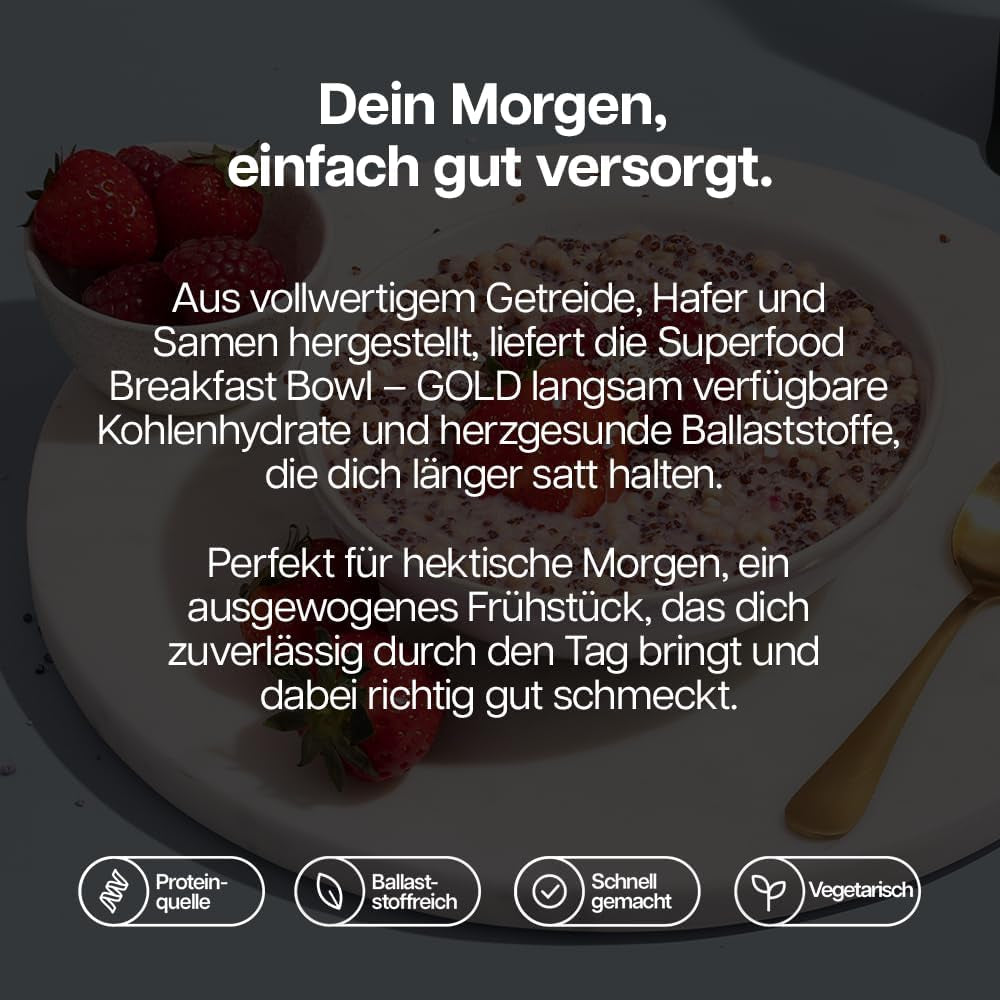 Protein funktioniert | Superfood-Frühstück – GOLD Innovation, preisgekröntes Müsli, Proteinmüsli, nährstoffreich mit Getreide, Samen und Hafer, reich an Ballaststoffen, Apfel und Zimt, 10 Portionen, 600 g