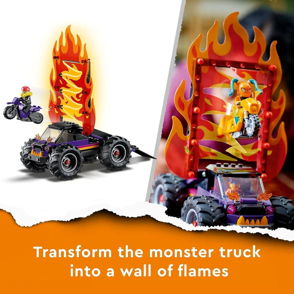 LEGO 60339 City Stuntz Stuntz Show Double Looping Set, Incl. rampă, monster truck, 2X motocicletă și 7 minifigurine, jucărie pentru copii cu vârsta peste 7 ani Seturi de constructie Besuche den LEGO-Store
