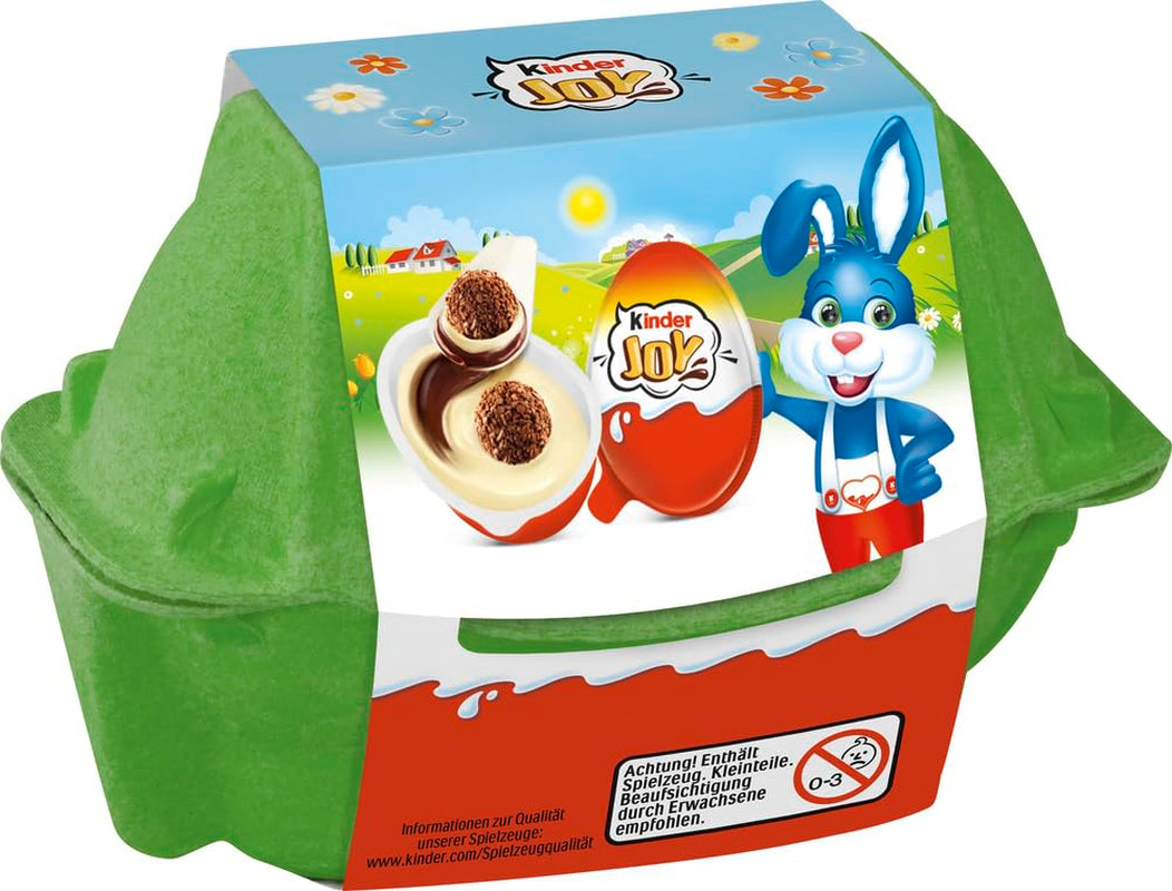 Kinder Joy 2er Pack – Eine Hälfte mit leckerer Milch- und Kakaocreme und knusprigen Kugeln, die andere Hälfte mit einer tollen Überraschung – Osterschokolade, Ostersüßigkeiten – Ostergeschenk – 40g