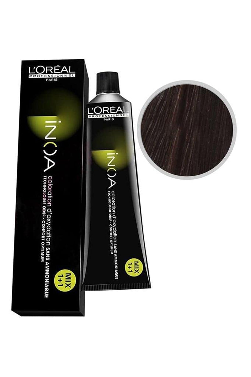 L'Oréal Professionnel INOA Colorație oxidativă fără amoniac 4 maro mediu, 1 pachet, (1x 60 ml)