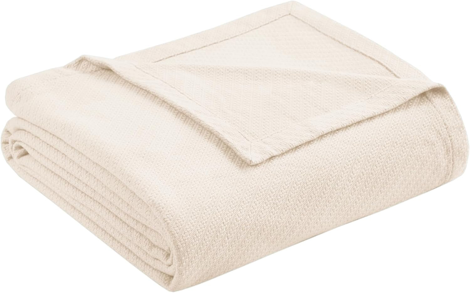 Luxuriöse flüssige Baumwolle von Madison Park, hochwertig, weich, bequem, Überwurfdecke aus 100 % ringgesponnener Baumwolle für Bett, Couch oder Couch, Blush Full/Queen. Naty Shop Bettdecken und Steppdecken, Elfenbeinfarben, Twin