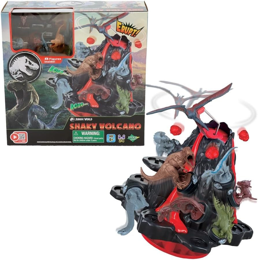 EPOCH Games - Jurassic World Vulcanul Tremurător, 7509, Jucărie Dinozaur, Joc de Societate pentru Copii cu Vârsta de 4 Ani și Peste
