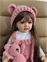 Păpuși Reborn Baby de 22 de inch, vinil din silicon pentru întregul corp, bebeluș realist, păpușă lucrată manual, păpuși Reborn Baby nou-născut cu haine tricotate