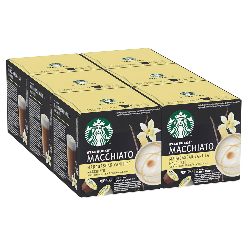 STARBUCKS Probierset, White Cup Variety Pack by Nescafé Dolce Gusto Kaffeekapseln & Vanilla Macchiato by Nescafé Dolce Gusto Kaffeekapseln 6 x 12 (72 Kapseln, 36 Portionen)
