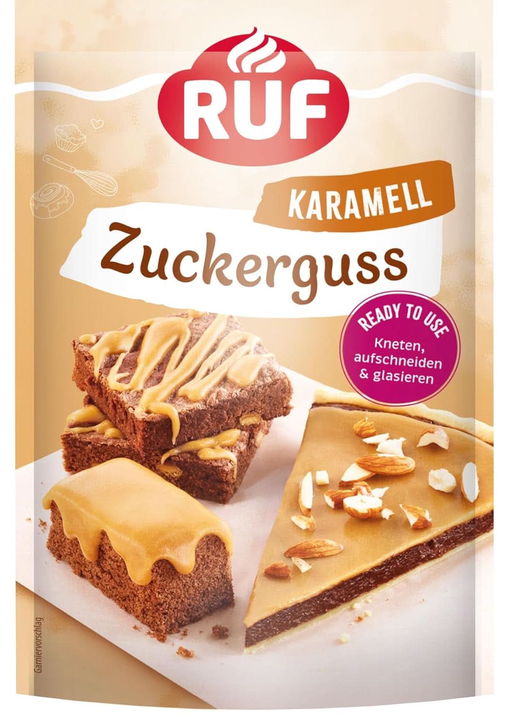 RUF Karamellglasur, 150 Gramm. Streut Naty Shop-Schokolade mit Karamell