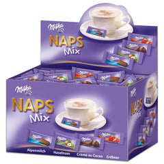 Milka Naps Mix 1 X 1.702 Kg, Mini-Schokoladentäfelchen Aus Alpenmilch, Erdbeer, Haselnuss Und Crème Au Cacao Naty Shop Default Title