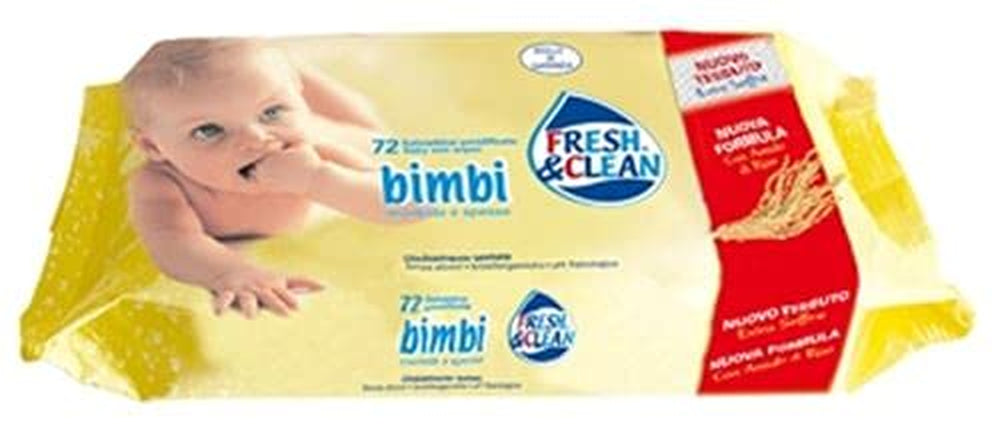 Fresh Clean Baby-Feuchttücher-Set, 12 x 72 Stück, Nachfüller, gelb, für Hygiene und Babypflege