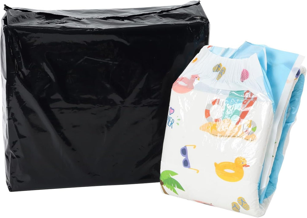 CutiePlusU Windeln für Erwachsene, 10er-Pack, Einweg-Blattwindeln für Damen und Herren, maximale Saugfähigkeit über Nacht – I Love Summer (mittlere Größe 71–96 cm)