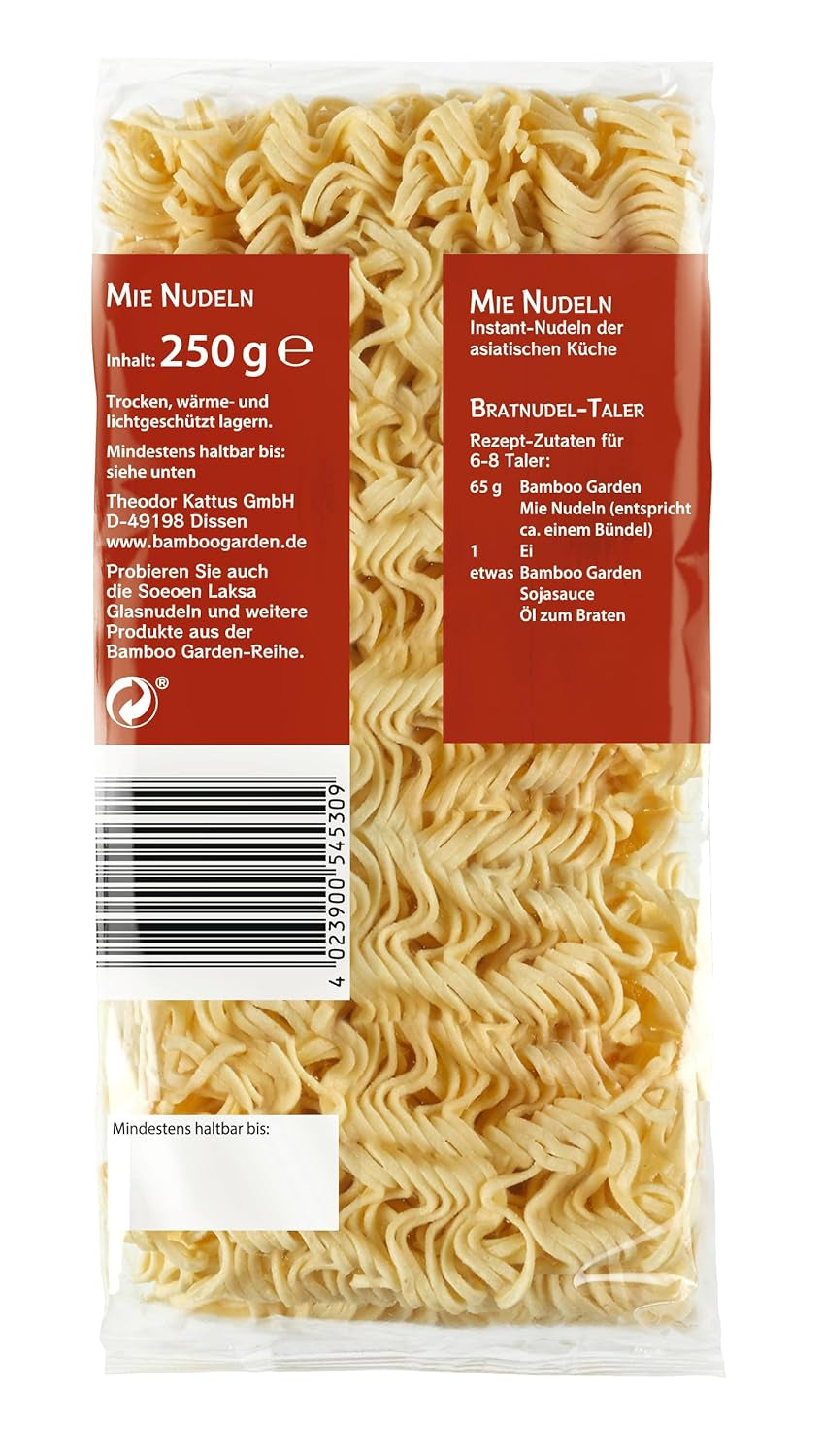 Bamboo Garden - Mie-Nudeln | Instantnudeln für die asiatische Küche | Ideal für Wok-Gerichte oder Suppen Veganer | 250g Beutel