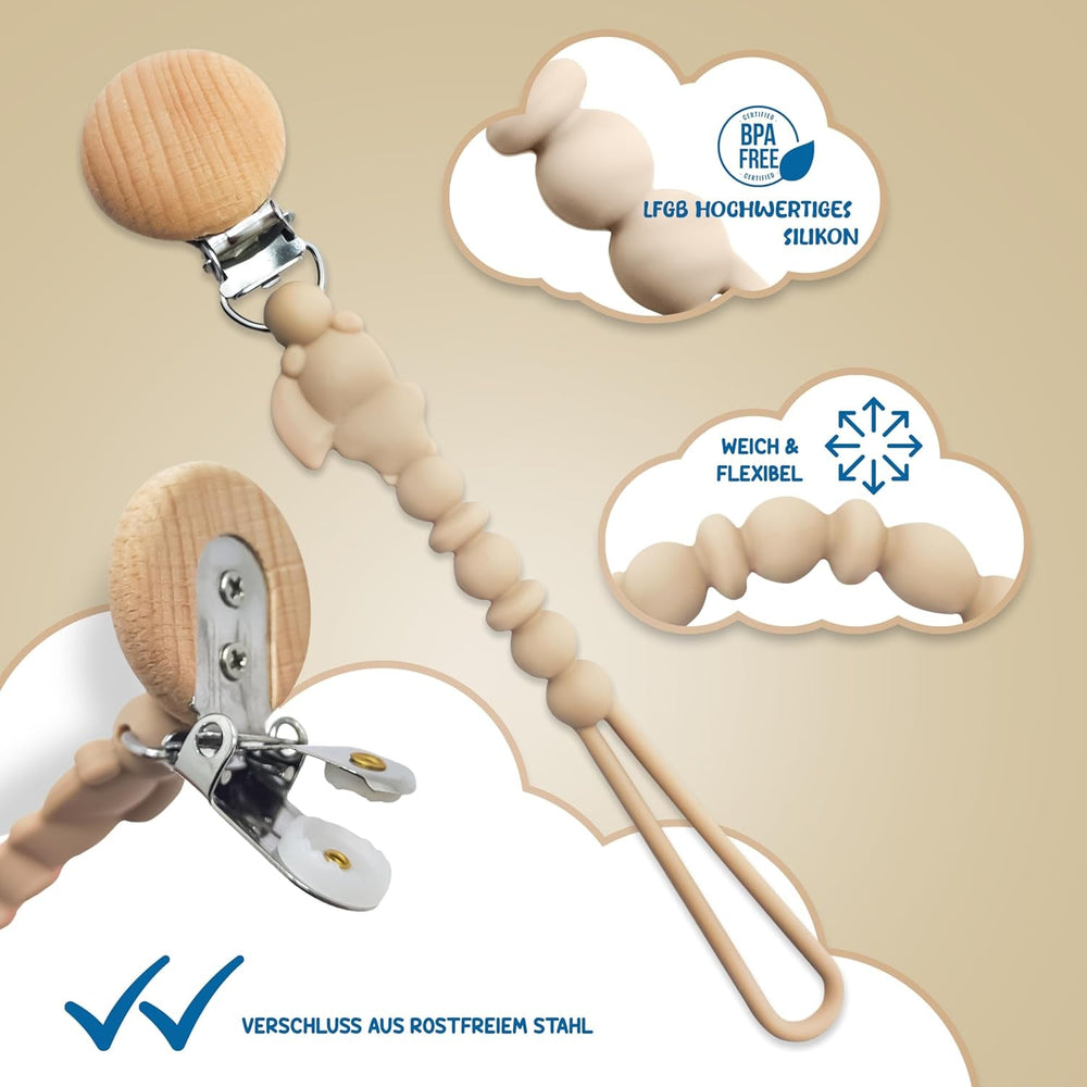 Inel de dentiție pentru bebeluși cu lanț pentru suzetă - ajutor pentru dentiție - jucărie pentru bebeluși 0-6 luni - articole esențiale pentru nou-născuți - jucărie de dentiție, fără BPA - idei de cadouri pentru sugari