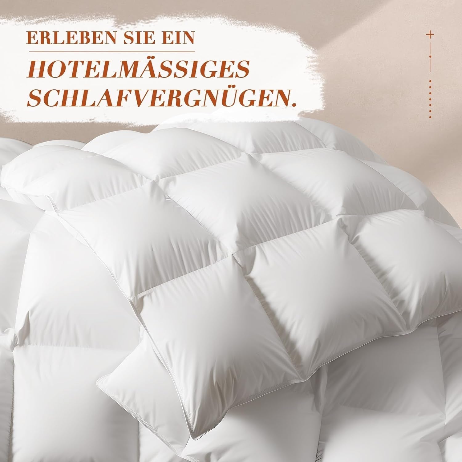 Daunendecke 135 x 200, Ganzjahresdecke aus 100 % Baumwolle, 4-Jahreszeiten-Bettdecke 135 x 200 mit Gänsedaunen und Federn, hohe, flauschige 3D-Umlenkbox, mittlere Wärme, Steppdecken und Steppdecken, Naty Shop