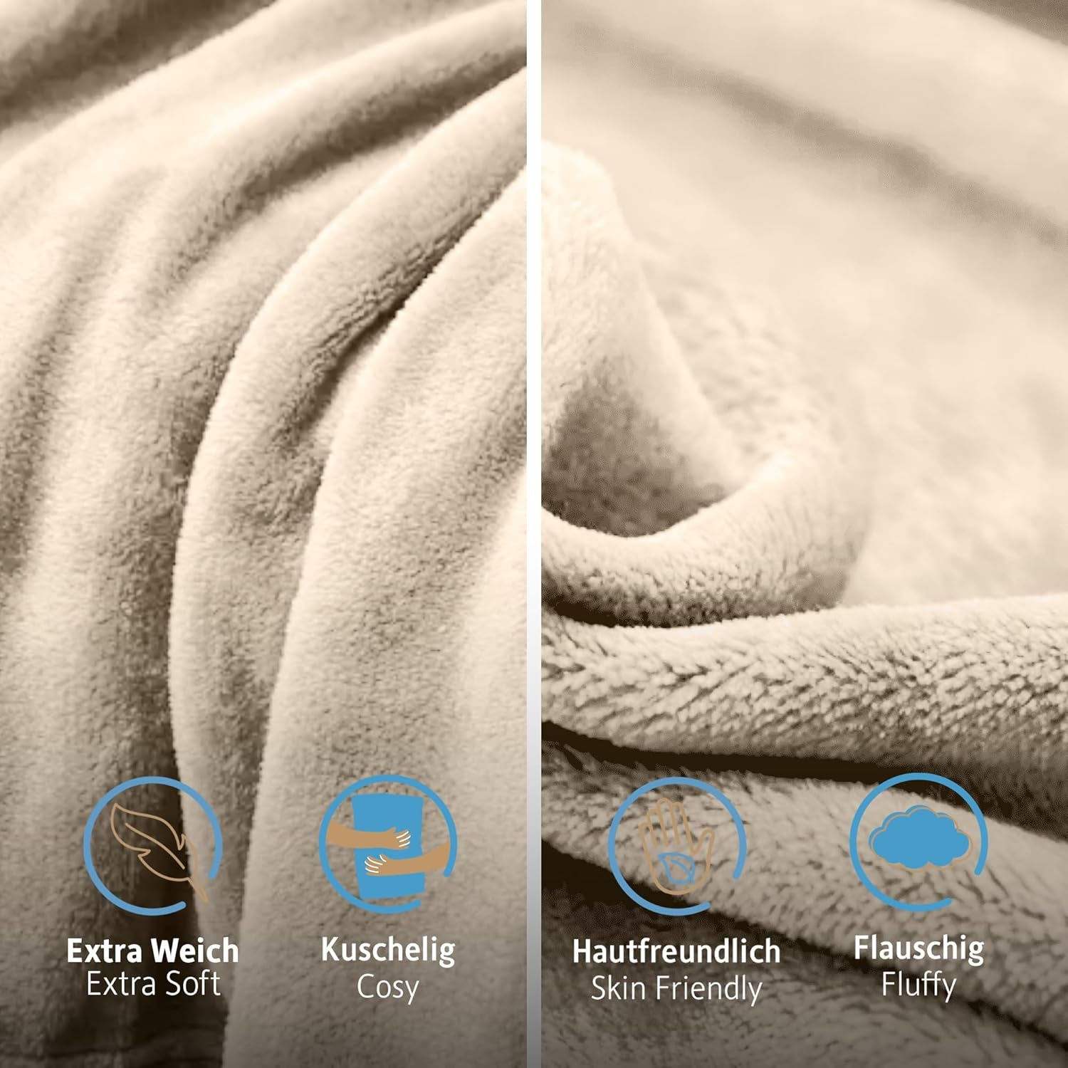 Komfortec Flauschdecke, Kuscheldecke, Fleecedecke, Öko-Tex zertifiziert, superweich, 150X200 cm, 260 G/M², beige Betten und Decken Besuchen Sie den Komfortec-Store