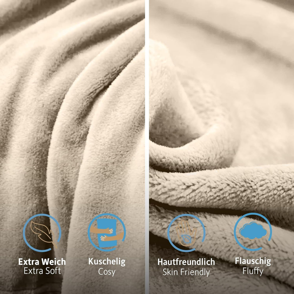 Komfortec Flauschdecke, Kuscheldecke, Fleecedecke, Öko-Tex zertifiziert, superweich, 150X200 cm, 260 G/M², beige Betten und Decken Besuchen Sie den Komfortec-Store
