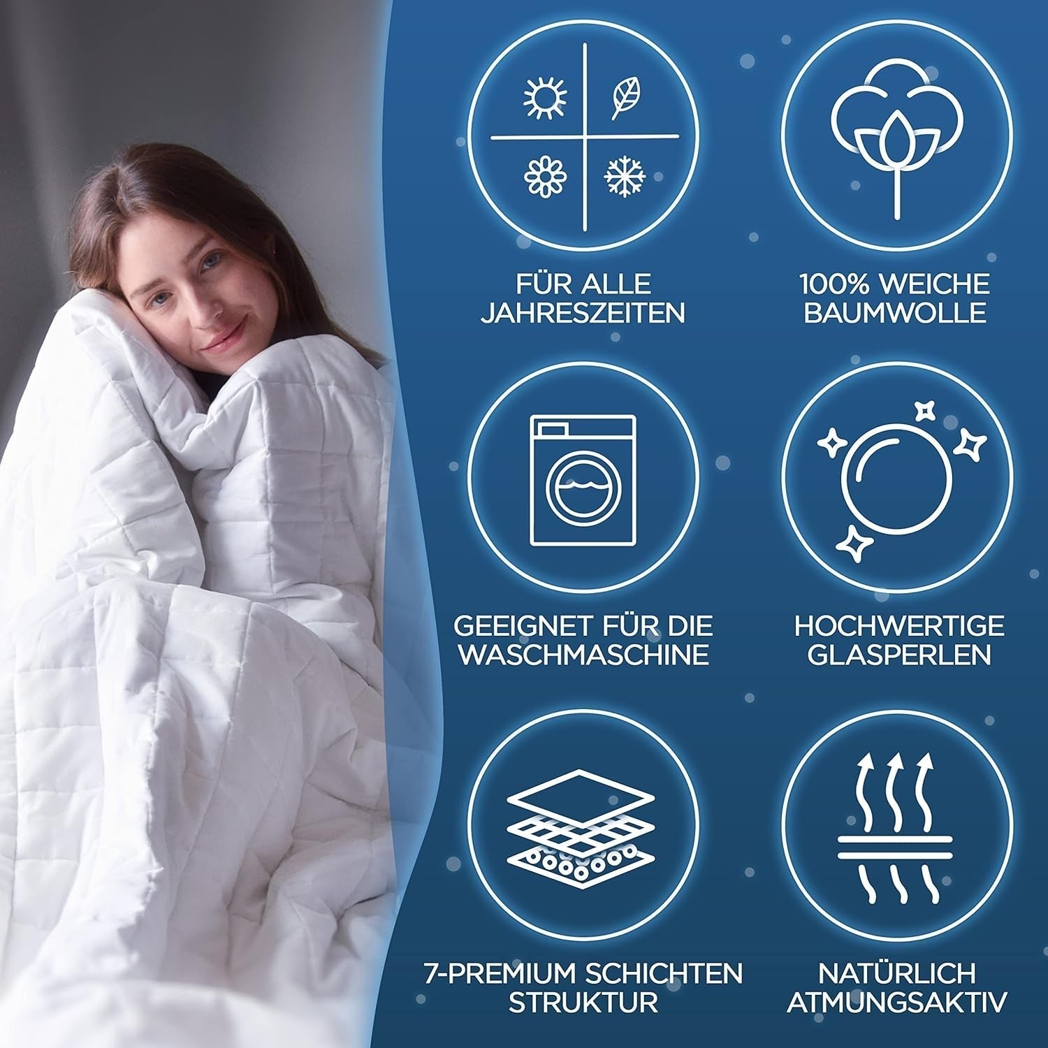 Samthus Gewichtsdecke 135 x 200 cm, 6 kg, Öko-Tex-zertifiziert – Entspannungsdecke aus 100 % Baumwolle – schwere Anti-Stress- und Therapiedecke – besser schlafen mit unserer schweren Decke – Gewichtsdecke. Betten und Decken. Besuchen Sie den Samthus-Store