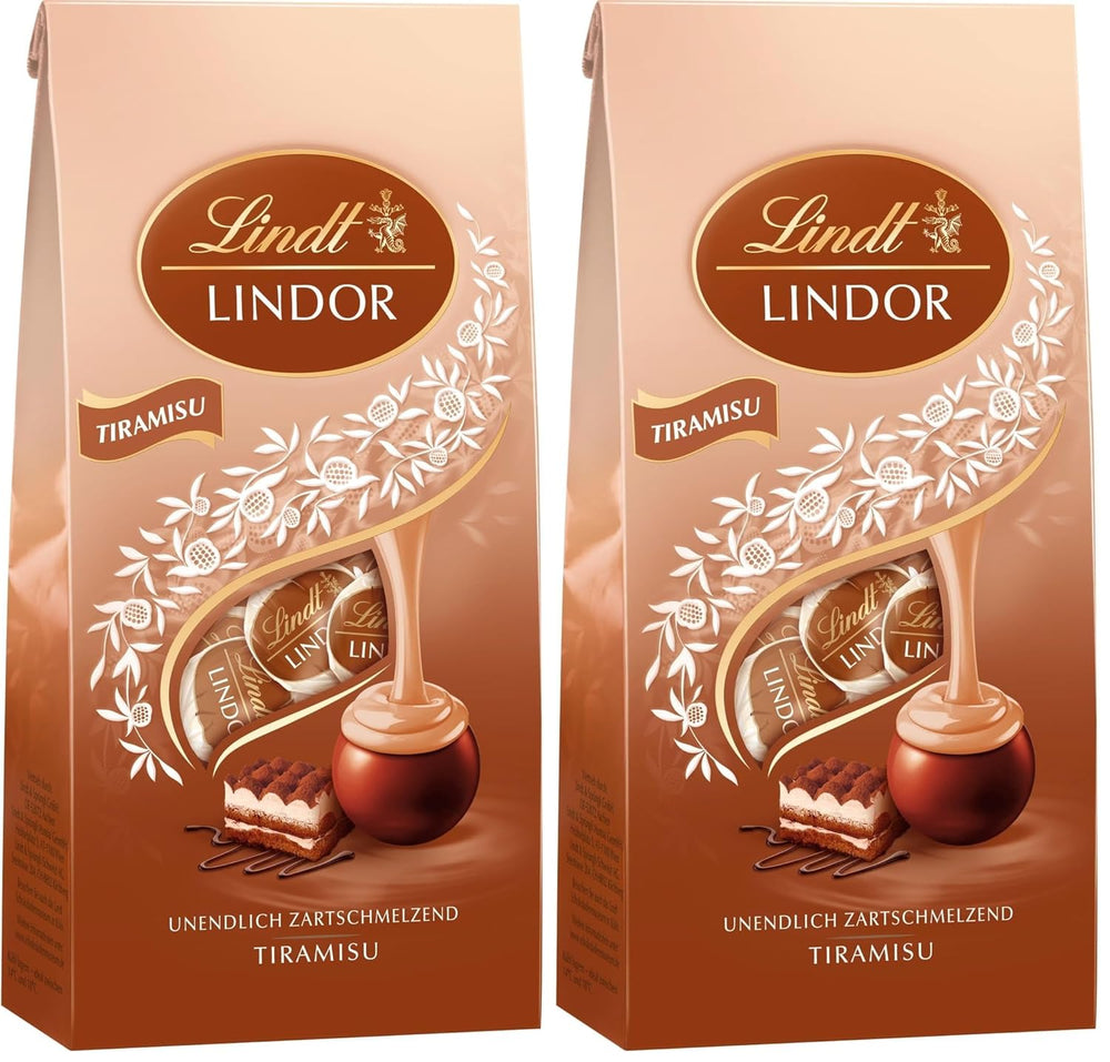 Lindt-Schokolade | LINDOR Tiramisu-Tasche | 137g | 11 Milchschokoladenkugeln mit zartschmelzender Tiramisu-Füllung | Geschenk aus Schokolade