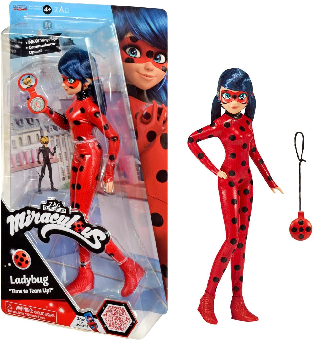 BANDAI - Figur - Miraculous Ladybug - Ankleidepuppe - 26 cm - Ladybug mit ihrem Yoyo im Telefonmodus - Neues Kostüm mit Vinyl-Effekt - P50028