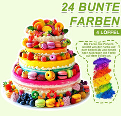 Colorant alimentar pudră - 24 coloranți alimentari foarte concentrați, coloranți alimentari vibranți pentru prăjituri, macaroane, fondant, gătit, glazură, cremă de unt, fursecuri - 2 g (fiecare)