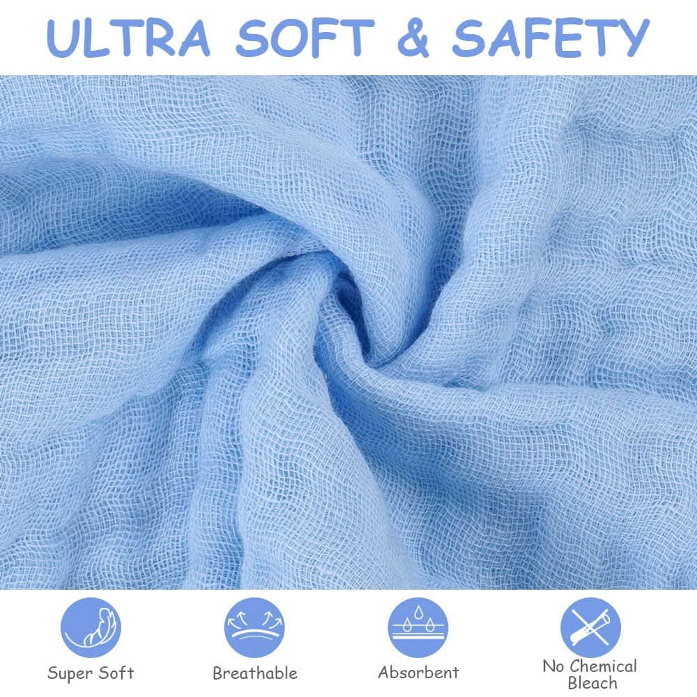 Baby-Musselin-Handtücher, Packung mit 8 saugfähigen Handtüchern aus Bio-Baumwolle, 25 x 25 cm. Mutter und Baby Naty Shop