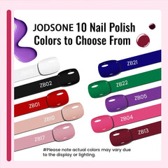 JODSONE 12-teiliges Nagellack-Set, 10 Farben, Kombination aus 2 Unterlacken und Überlack, schnell trocknender Nagellack für Amateure und Anfänger