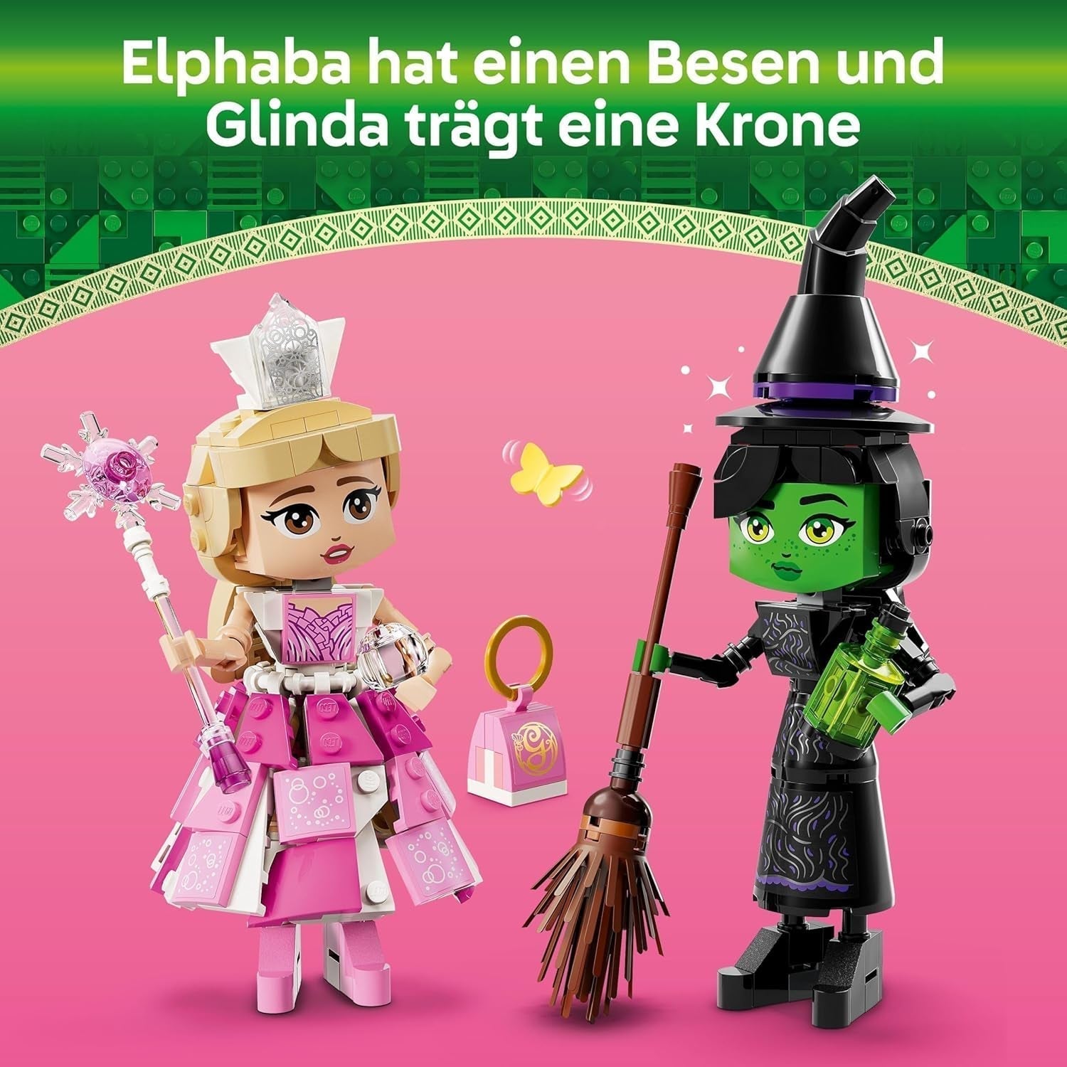 LEGO Wicked Elphaba- und Glinda-Puppen – Hexen von Oz-Sammelfigurenspielzeug – kreatives Geschenk für Mädchen über 10 und Fans des Films – 75682 Bausätze Besuchen Sie den LEGO-Store