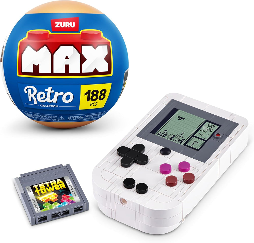 Max Build More Premium Retro Serie 2 (Camera & Handheld-Spielkonsole) von ZURU – Unboxing-Spielzeug & Klemmbausteine ​​​​Sammelfiguren Minis mit bis zu 340Teilen, 4 Retro Designs zum Bauen & Ausstellen