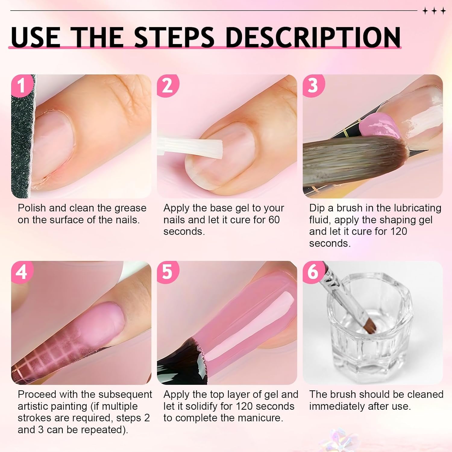 Soluție de unghii Polygel, Kit pentru unghii Poly Gel Slip Solution, Soluții lichide pentru unghii Polygel 75 ml, 5 cleme pentru vârfuri de unghii, 3 perii de unghii, 1 cupă de cristal, 100 foi de curățare