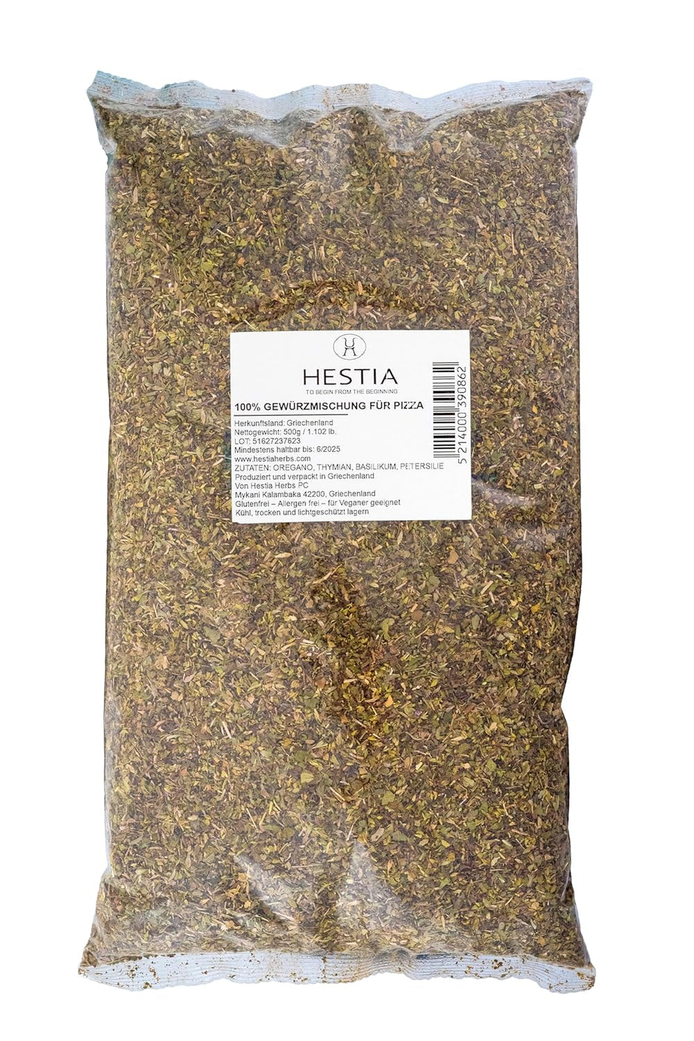 Hestia Herbs Griechisch-mediterrane Kräutermischung mit Oregano, Rosmarin, Thymian, Basilikum und Petersilie zum Kochen, 500 g – Authentische Gewürzmischung für traditionelle Rezepte