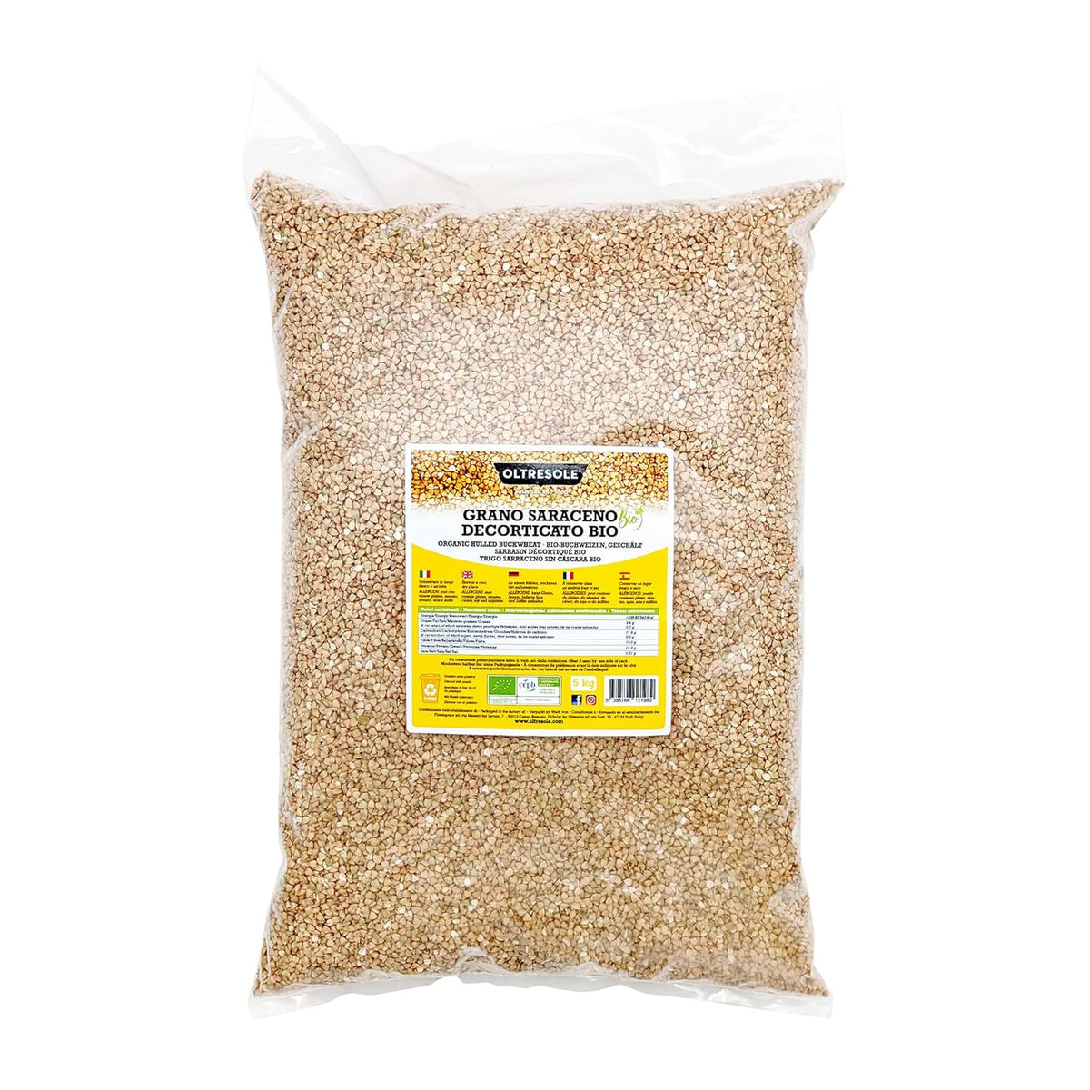 - Bio-Buchweizen geschält 5 Kg - Rohgetreide, nicht wärmebehandelt, aus biologischem Anbau, Convenience-Paket