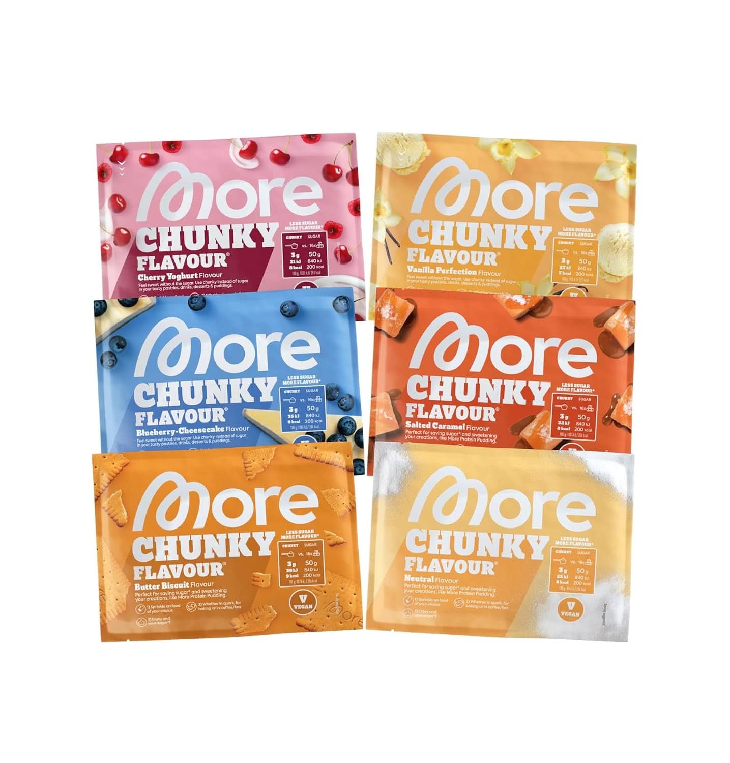 MEHR Chunky Flavour, Blueberry Cheesecake, Aromapulver zum Süßen mit Inulin und Laktase, 150 Gramm