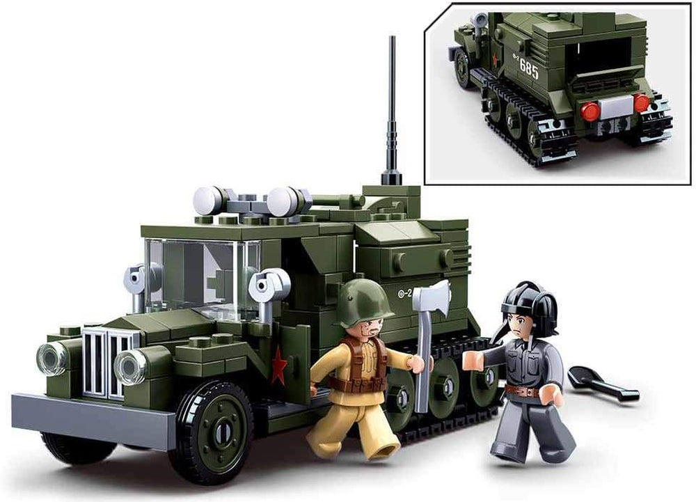 Sluban SL95556, WWII - Alliiertes Halbkettenfahrzeug [M38-B0685], Spielset, Klemmbausteine, Soldaten, mit Spielfigur, Army WWII, Multi Color