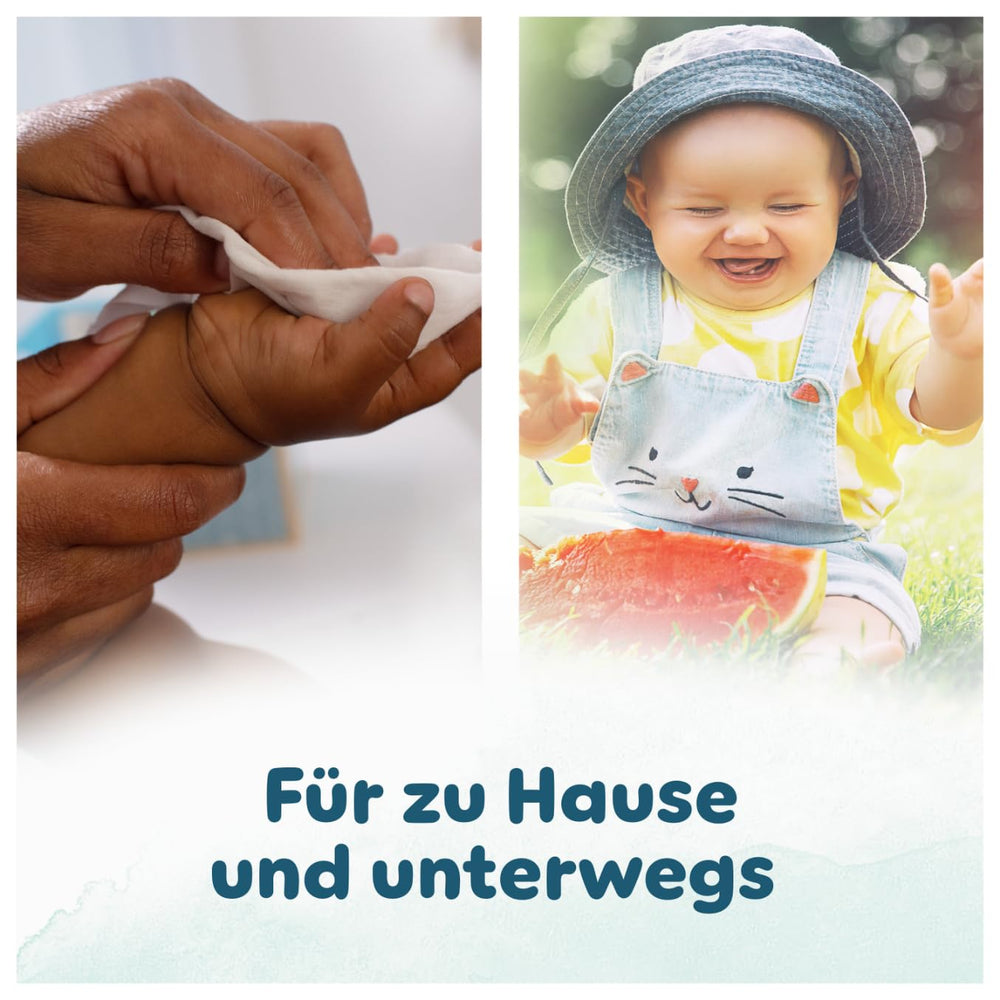 Pampers Harmony Aqua Feuchttücher, 6 Packungen mit je 48 Tüchern, insgesamt 288 Tücher. Hilft, den natürlichen pH-Wert der Haut wiederherzustellen. Leichte Lotion mit 99 % Wasser