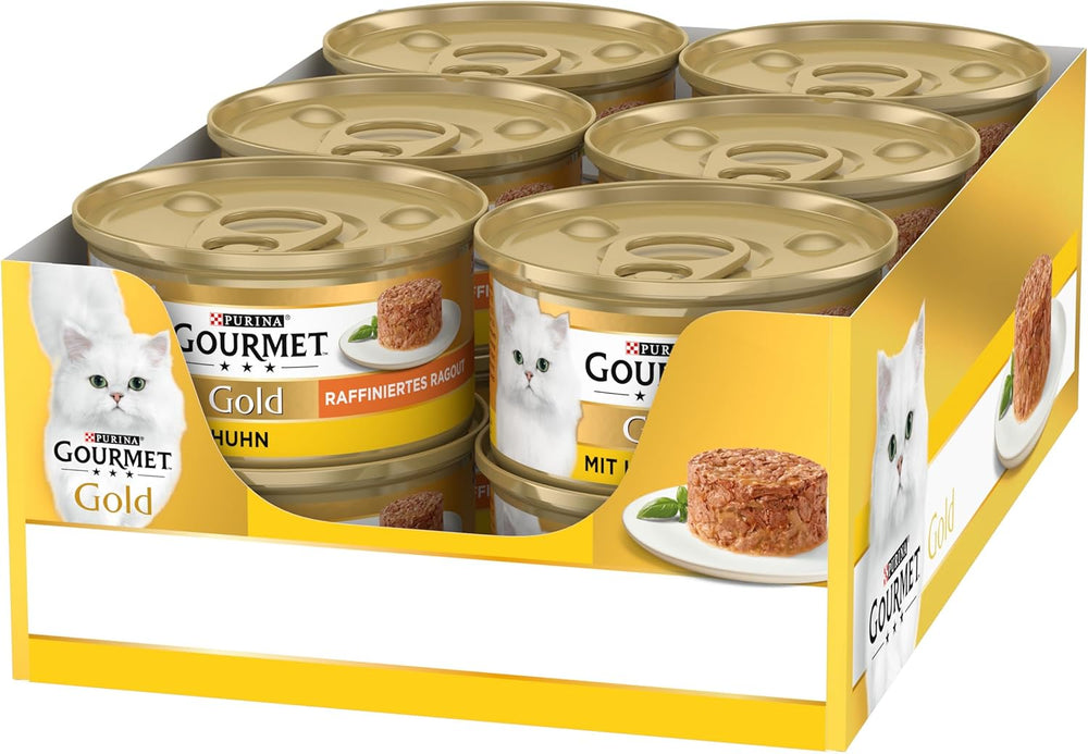Hrană umedă pentru pisici Gourmet Gold Refined Ragout cu pui, pachet de 12 (12 x 85g)