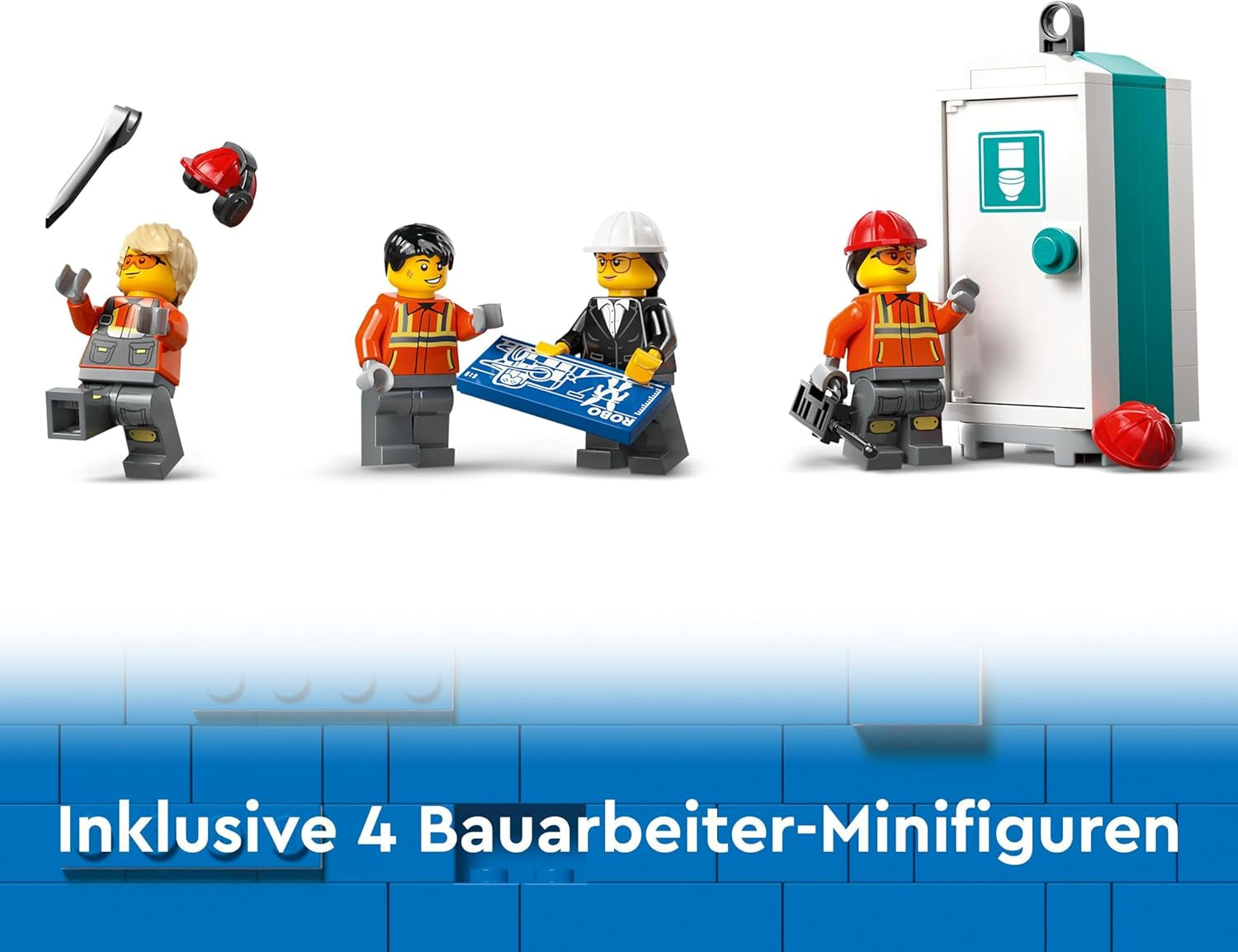 LEGO City Mobiler Baukran, Konstruktionsspielzeug für Jungen und Mädchen, kreatives Kindergeschenk, langer ausziehbarer Arm, 4 Bauarbeiter-Minifiguren für Rollenspiele, 60409 Bausets. Besuchen Sie den LEGO-Store