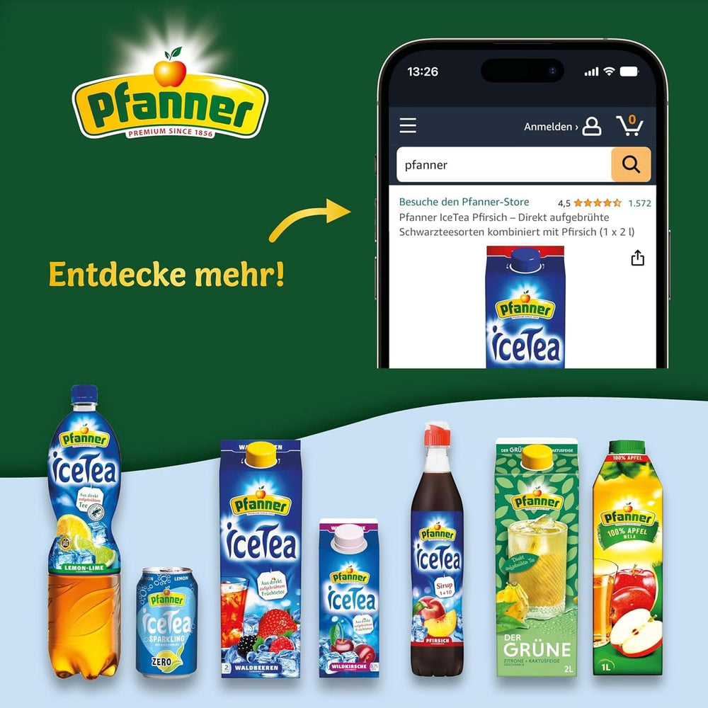 Pfanner 100 % naturtrüber Apfelsaft (1 x 2 Liter) – Direkt gepresste Äpfel – Fruchtsaft ohne Zuckerzusatz Alkoholfreie Getränke Naty Shop