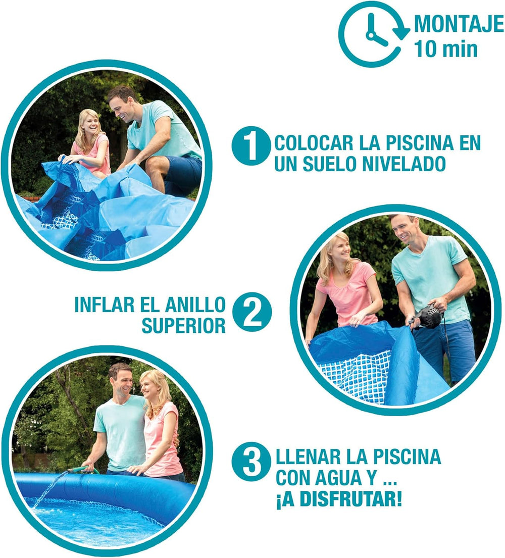 Intex 28122NP – Runder oberirdischer Pool Easy Set, Filterpumpe 1250 l/h, 3853 l, PVC, blau, 305 x 76 cm