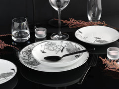 Creatable, 22673, Serie Luna Black Flower, 18-Teiliges Geschirrset Für 6 Personen, Teller Set Aus Porzellan, Spülmaschinen- Und Mikrowellengeeignet, Qualitätsproduktion Seturi vesela masa Naty Shop
