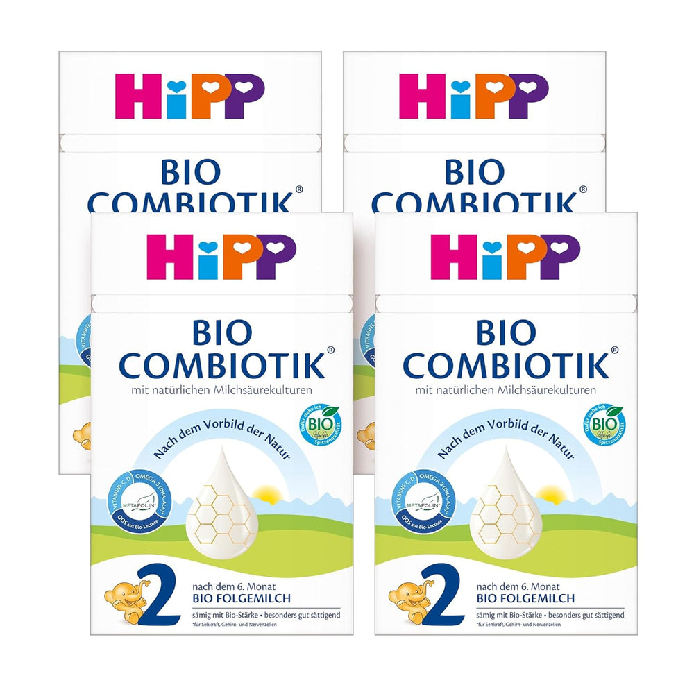 HiPP 2 Bio Combiotik (4 x 600g), Folgemilch nach 6 Monaten, mit Stärke, natürlichen Milchsäurekulturen, GOS, Omega-3 (DHA, ALA), in bester Bio-Qualität