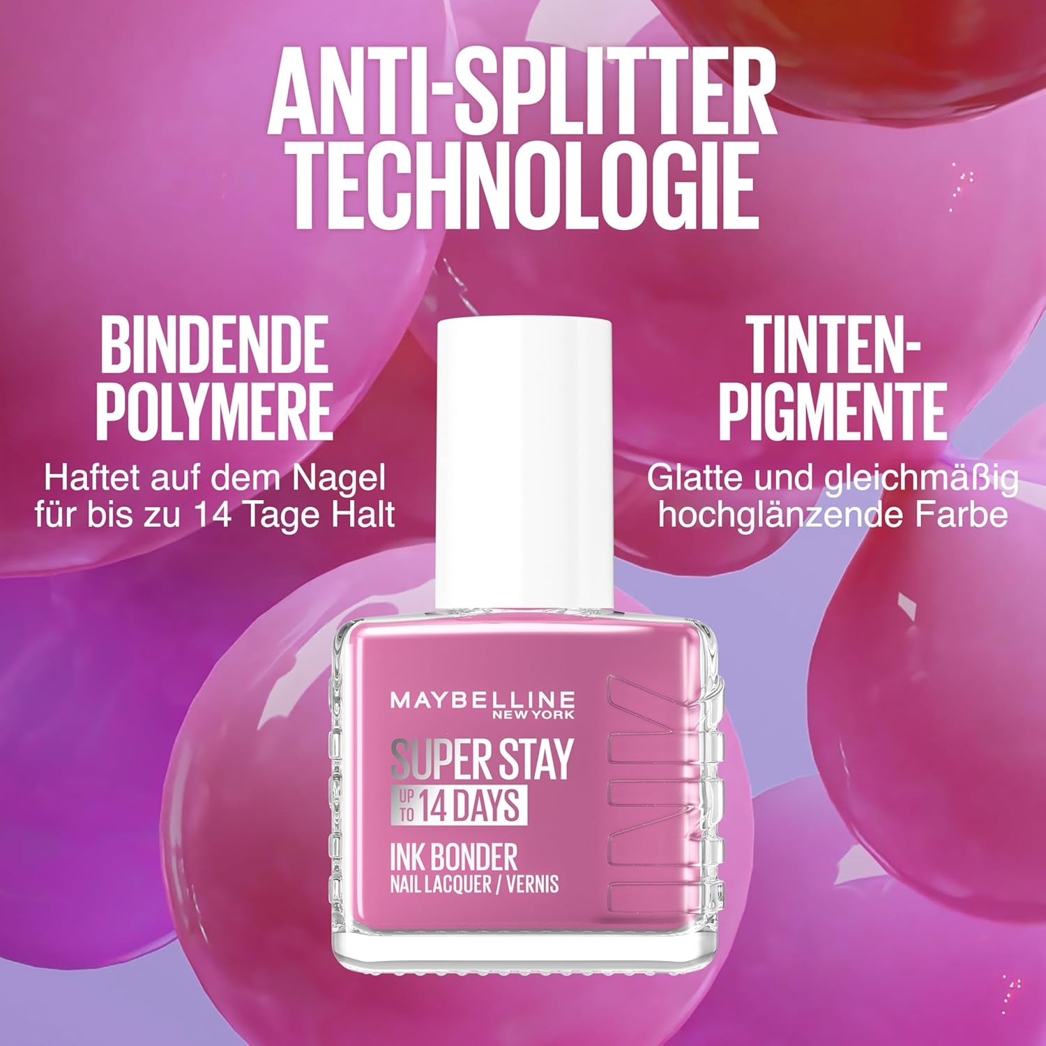 Maybelline New York Super Stay Ink Bonder 943 Outer Heaven – Langanhaltender Nagellack für starke Nägel und intensive Farbe, 12,3 ml