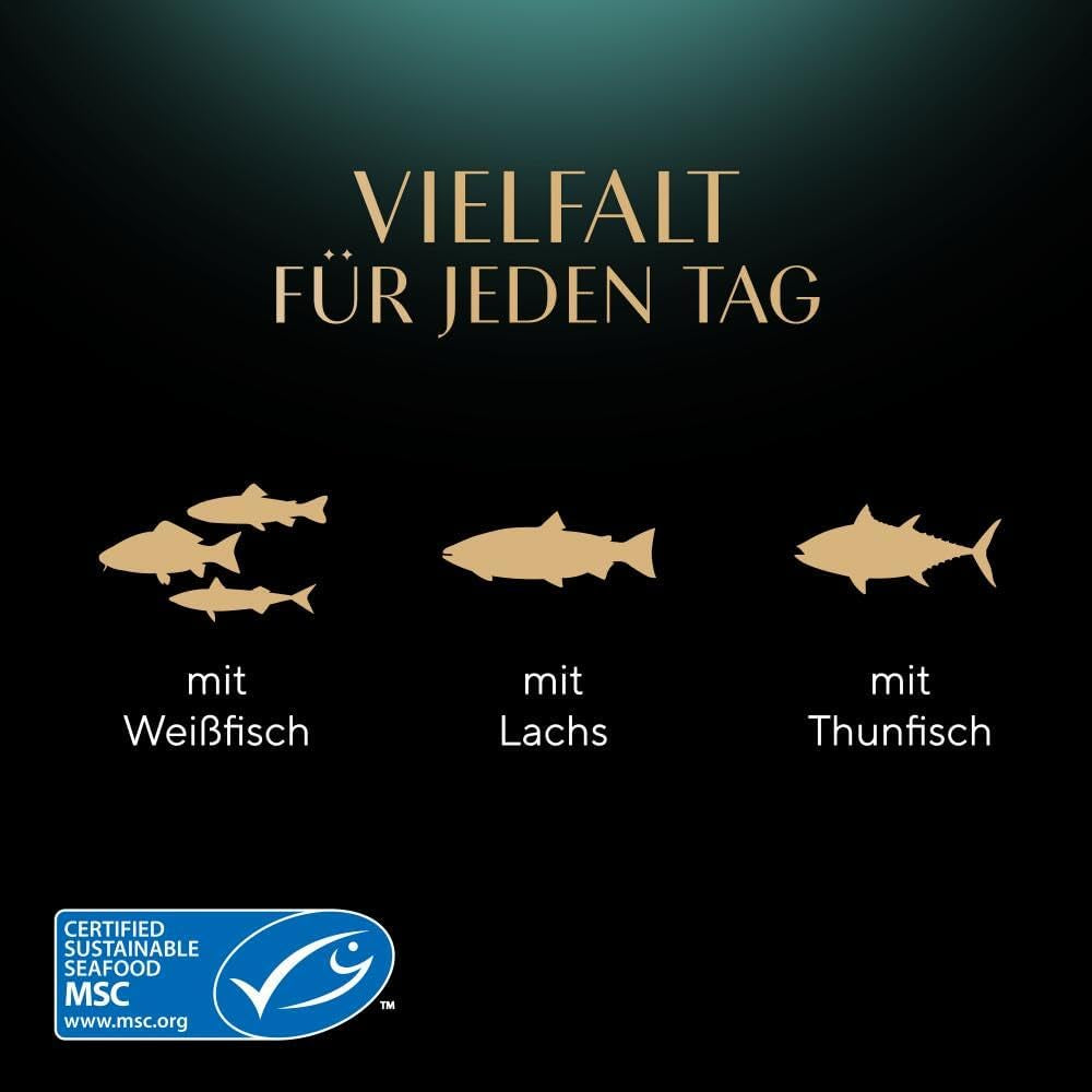 Sheba Portion Pouches Hrană umedă pentru pisici, pachet multiplu Fresh & Fine în jeleu cu ton și somon MSC, 6x6x50g - Mese sănătoase pentru pisici cu jeleu