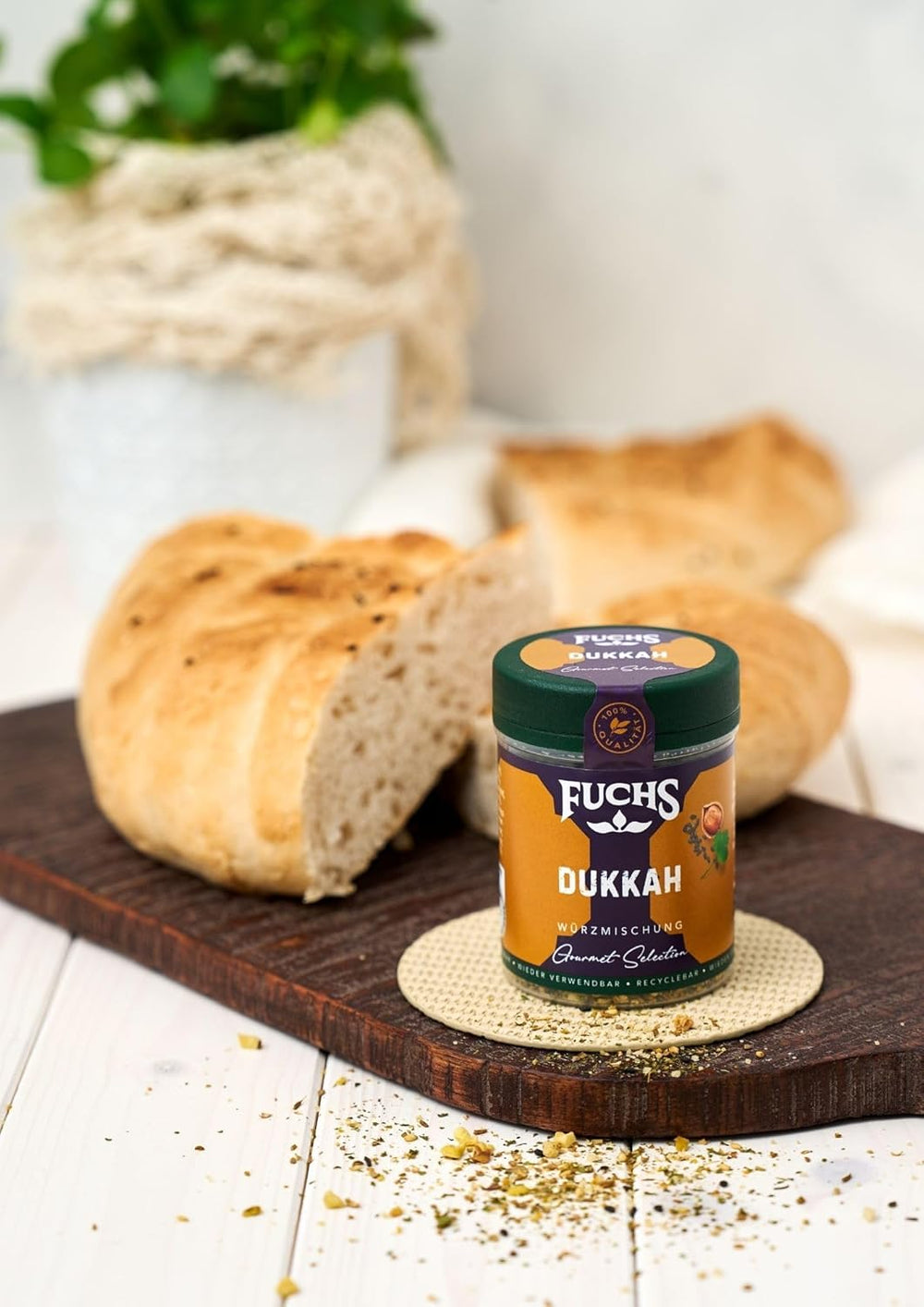 Fuchs Gewürze Gourmet Selection Naher Osten-Afrika – Dukkah Gewürzmischung, nachfüllbarer Gewürz Mix, zum Verfeinern von Fisch und Lamm, vegan, 50 g