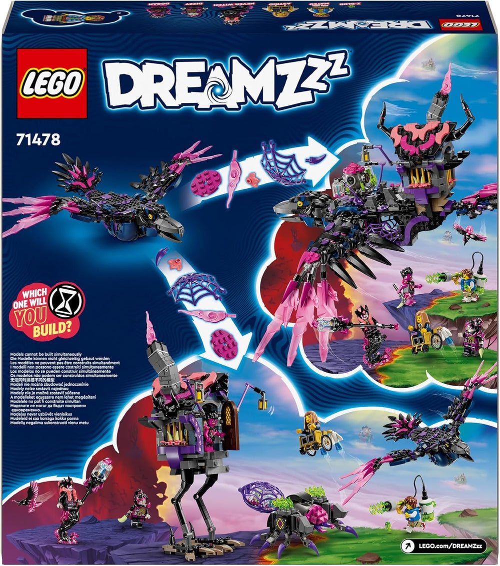 LEGO Dreamzzz 3-In-1 The Midnight Raven Of The Never Witch, Playset pentru băieți și fete de la 9 ani, cu figurine de animale, colibă fantastică pentru a o transforma într-o casă, un păianjen sau o pasăre 71478 Seturi de constructie Besuche den LEGO-Store
