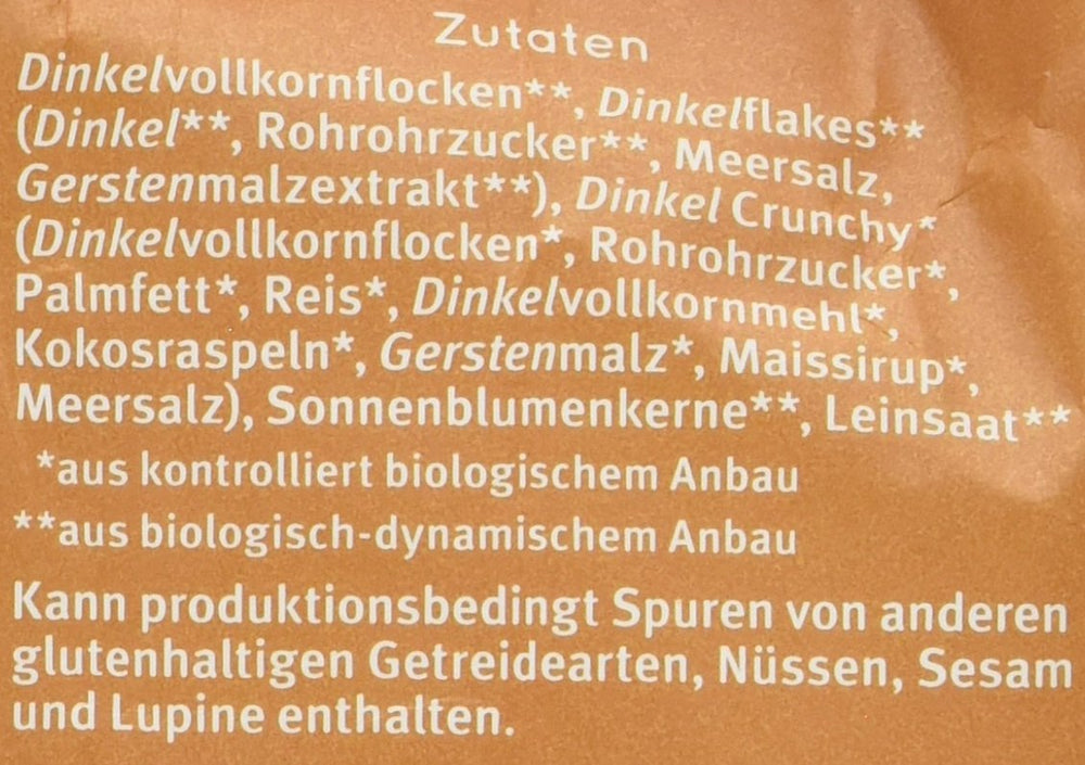 Knuspriges Hof Dinkelmüsli (1 x 425g) 1er Pack